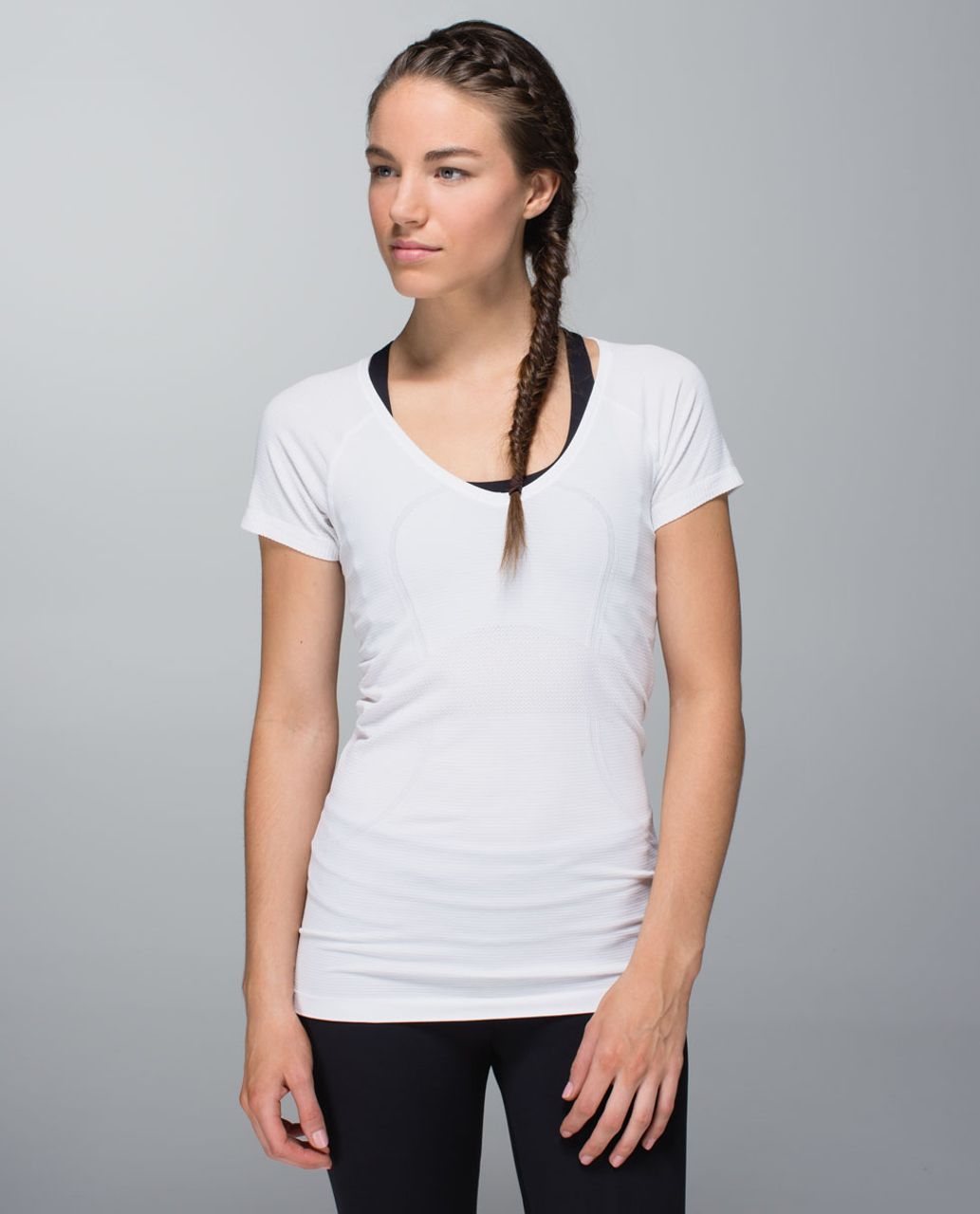 Lululemon Run:  Swiftly Tech V Neck - Heathered White