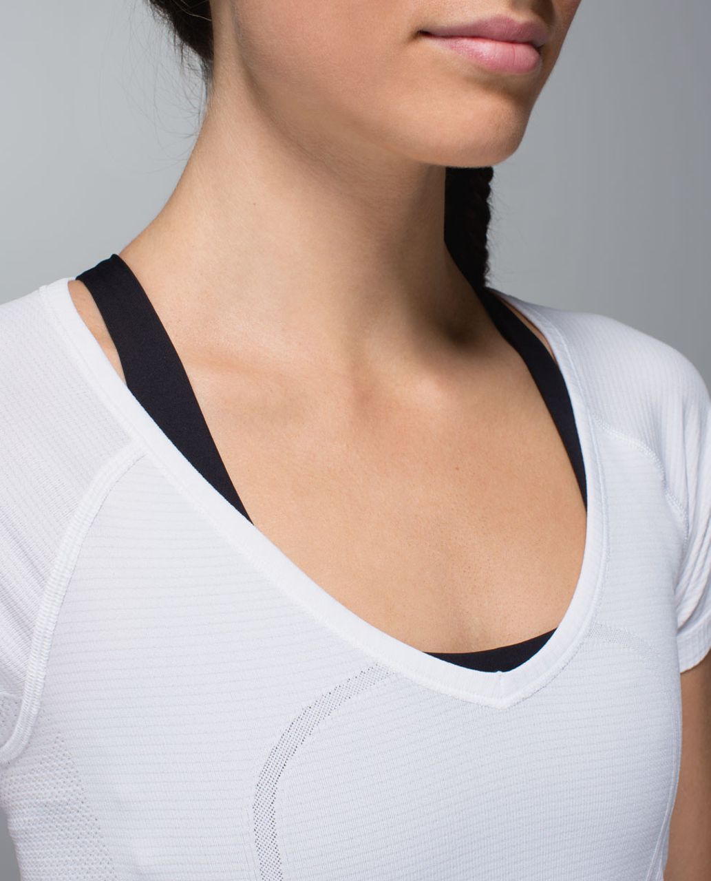 Lululemon Run:  Swiftly Tech V Neck - Heathered White