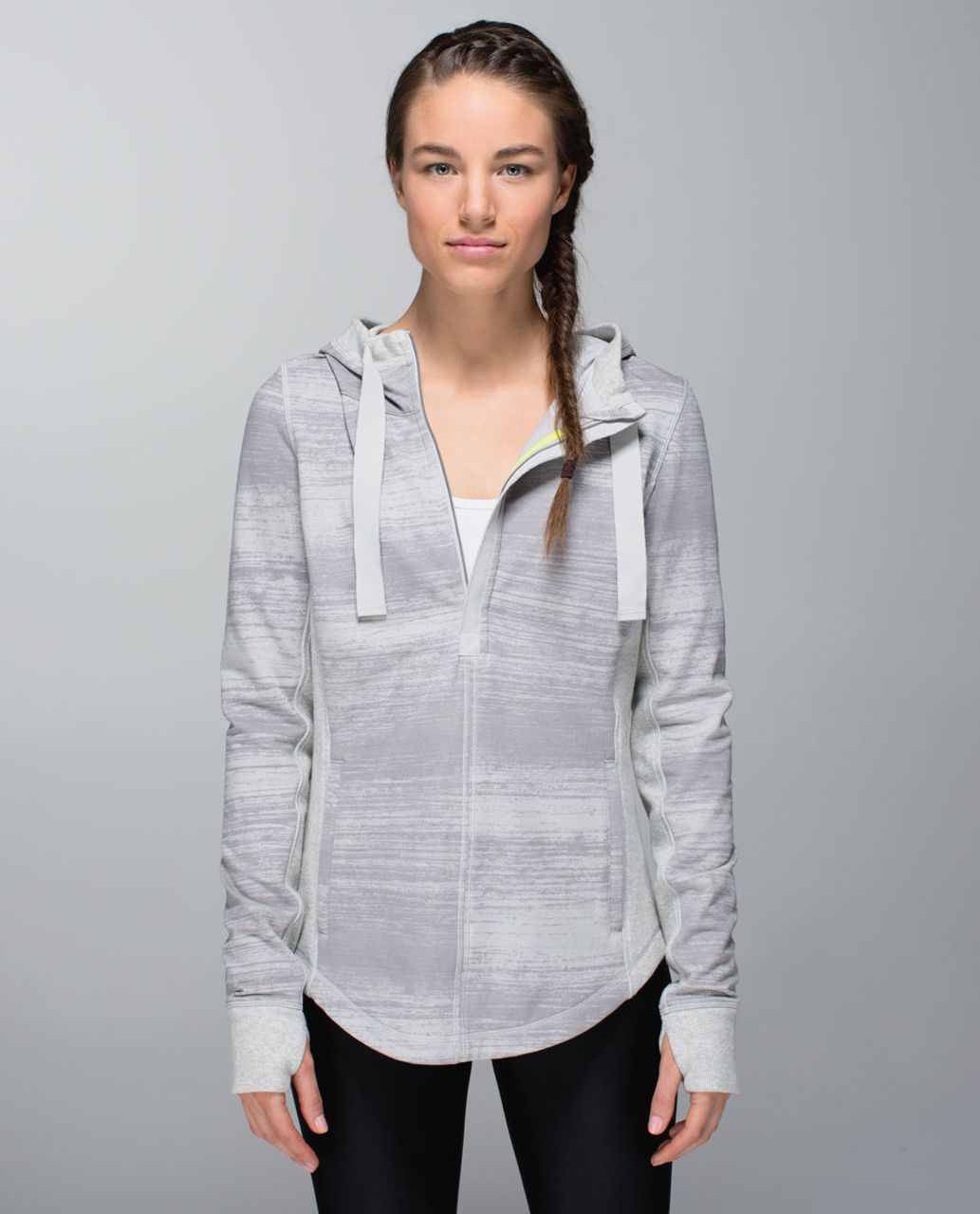 Lululemon Post Sweat Pullover - Righteous Stripe Silver Spoon / Heathered Light Grey