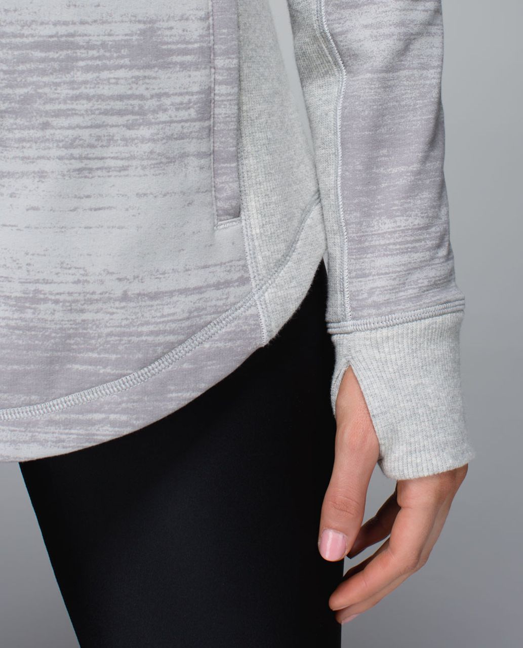 Lululemon Post Sweat Pullover - Righteous Stripe Silver Spoon / Heathered Light Grey