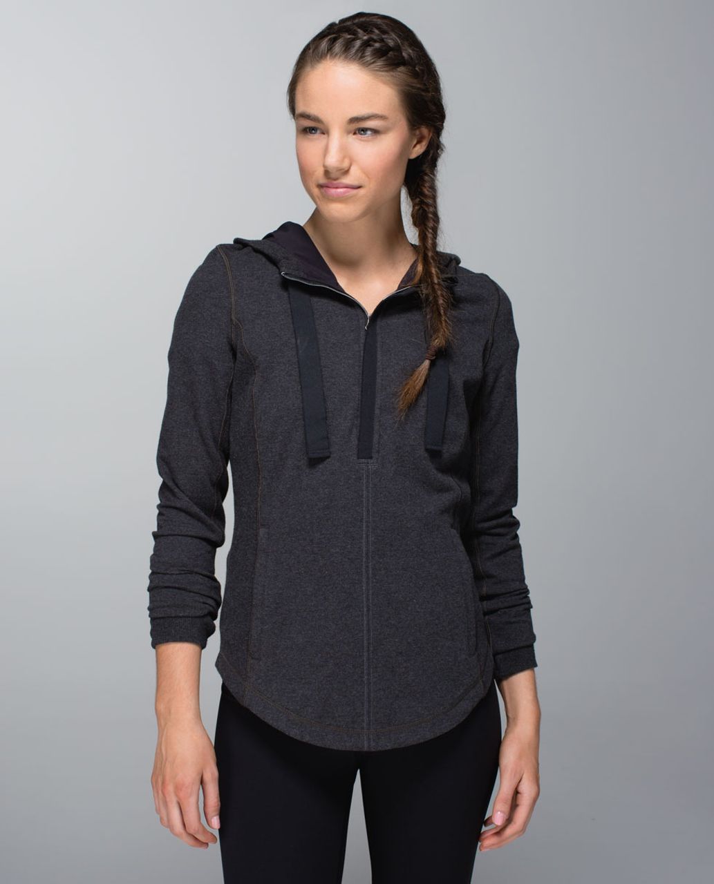 LULULEMON Twisted & Tucked Black Pullover Hoodie Sweatshirt Open