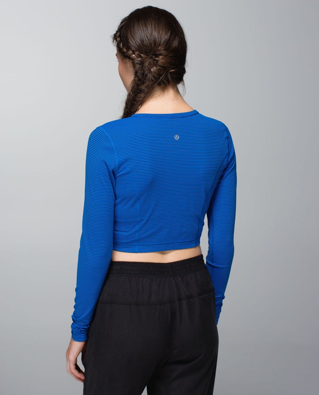 Lululemon Cozy Crop Top - Mini Hyper Stripe Baroque Blue / Baroque Blue