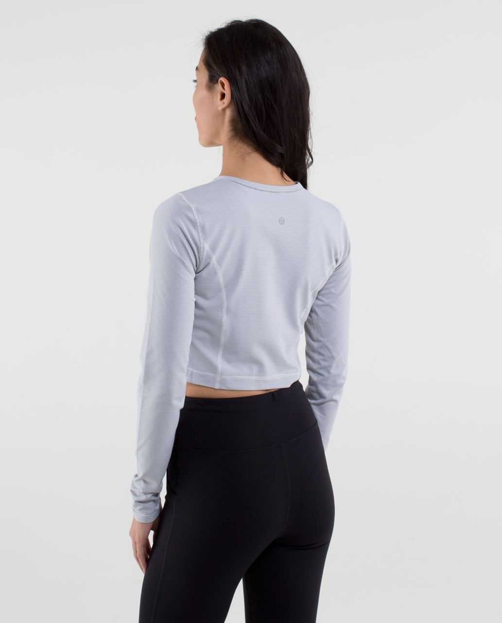 Lululemon Cozy Crop Top - Wee Stripe White Ambient Grey / White