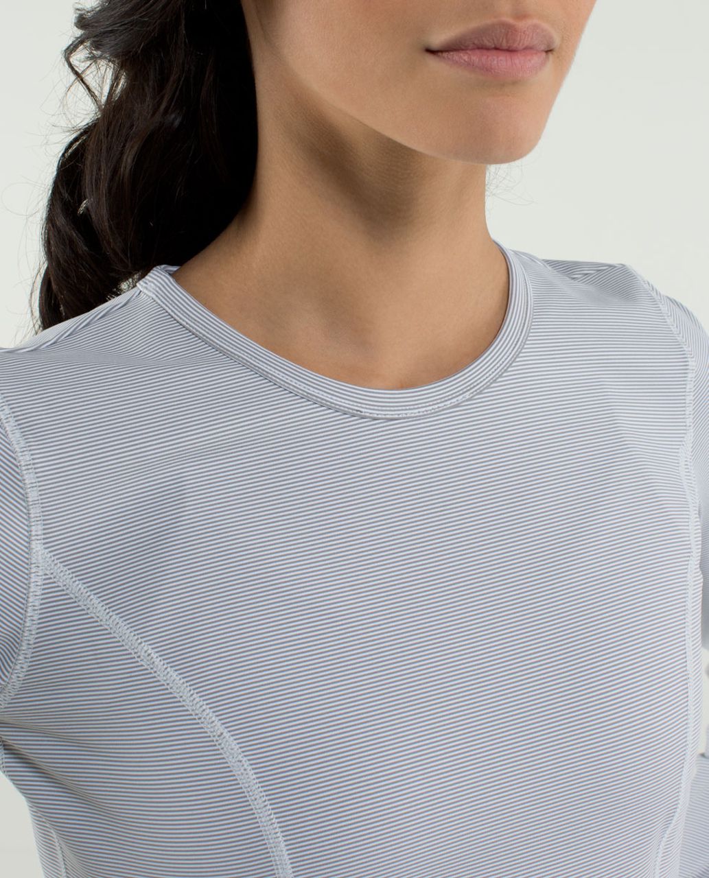 Lululemon Cozy Crop Top - Wee Stripe White Ambient Grey / White