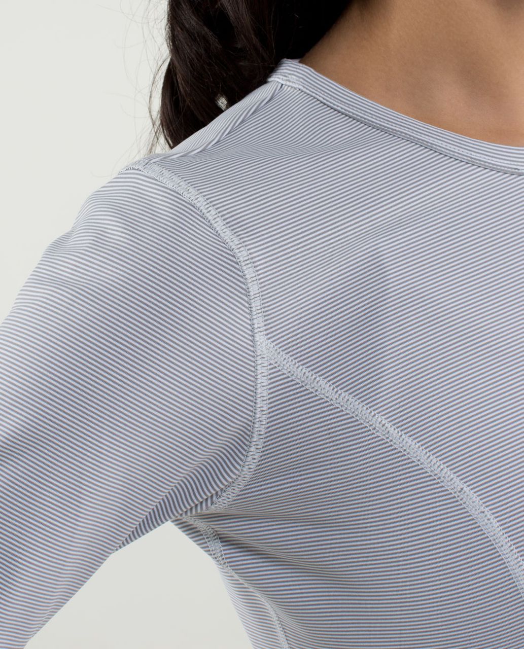 Lululemon Cozy Crop Top - Wee Stripe White Ambient Grey / White