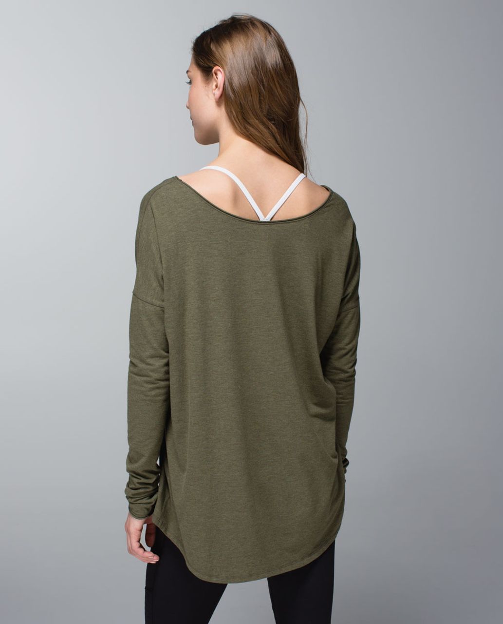 Lululemon Flip Your Dog Long Sleeve - Heathered Fatigue Green