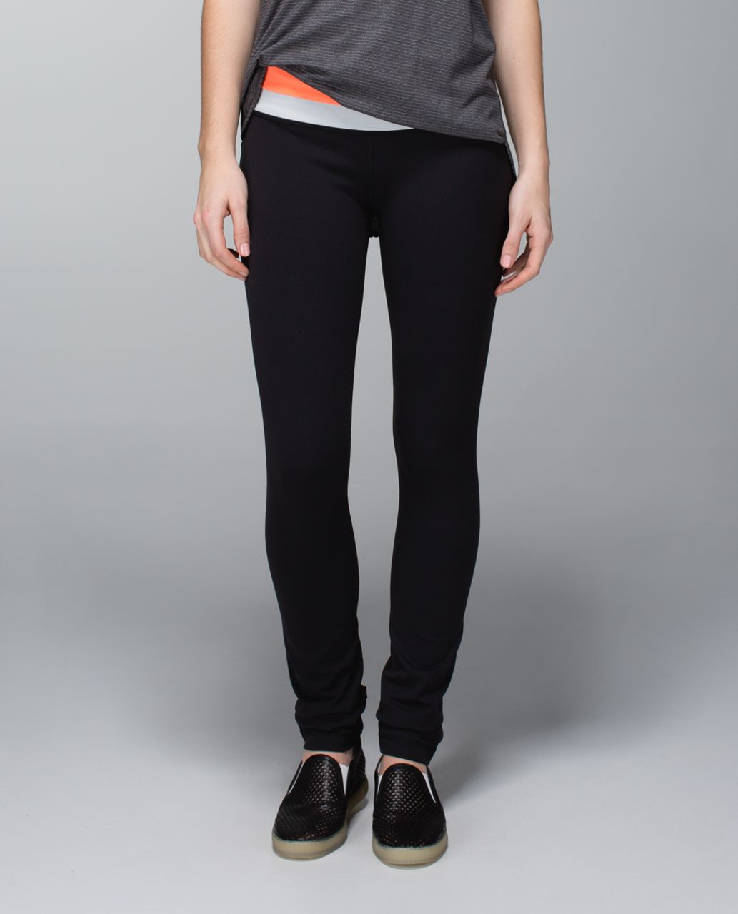 Lululemon Skinny Groove Pant *Full-On Luon - Black / Very Light Flare / Silver Spoon