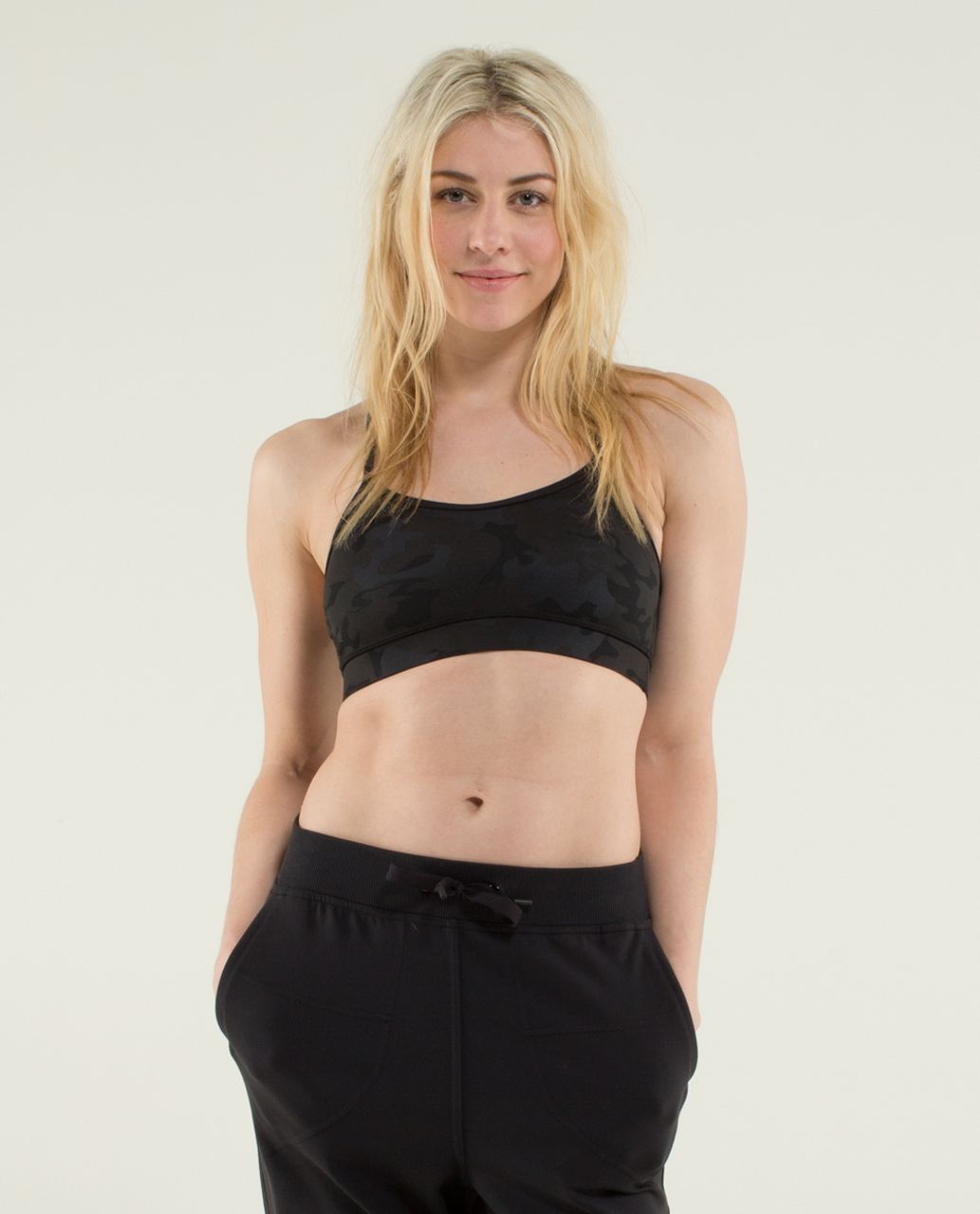 Lululemon Flow Y Bra IV - Savasana Camo 20cm New Black / Black