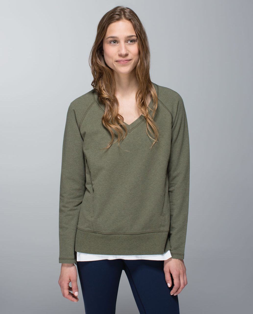 Lululemon After Asana Pullover - Heathered Fatigue Green - lulu