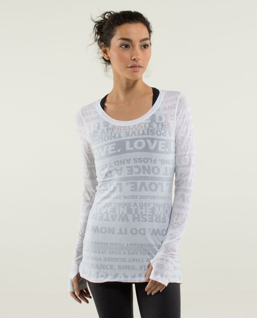 Lululemon Daily Practice Long Sleeve (First Release) - Discover Manifesto Burnout White