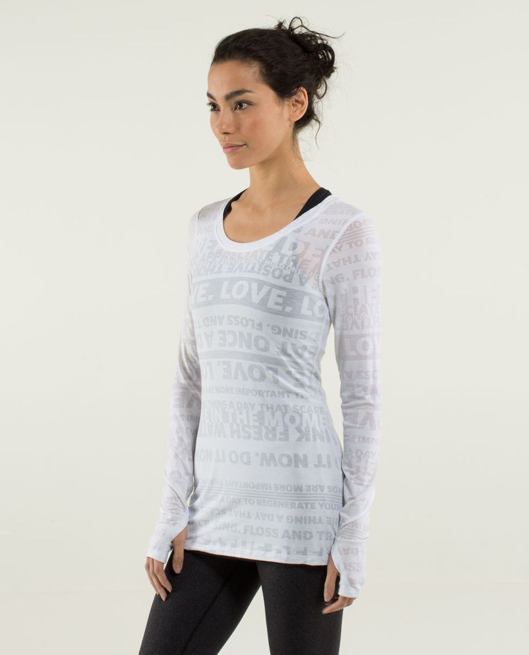 Lululemon Daily Practice Long Sleeve (First Release) - Discover Manifesto Burnout White