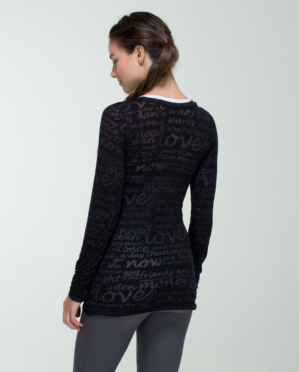 Lululemon Daily Practice Long Sleeve (First Release) - See Love Manifesto Burnout Black