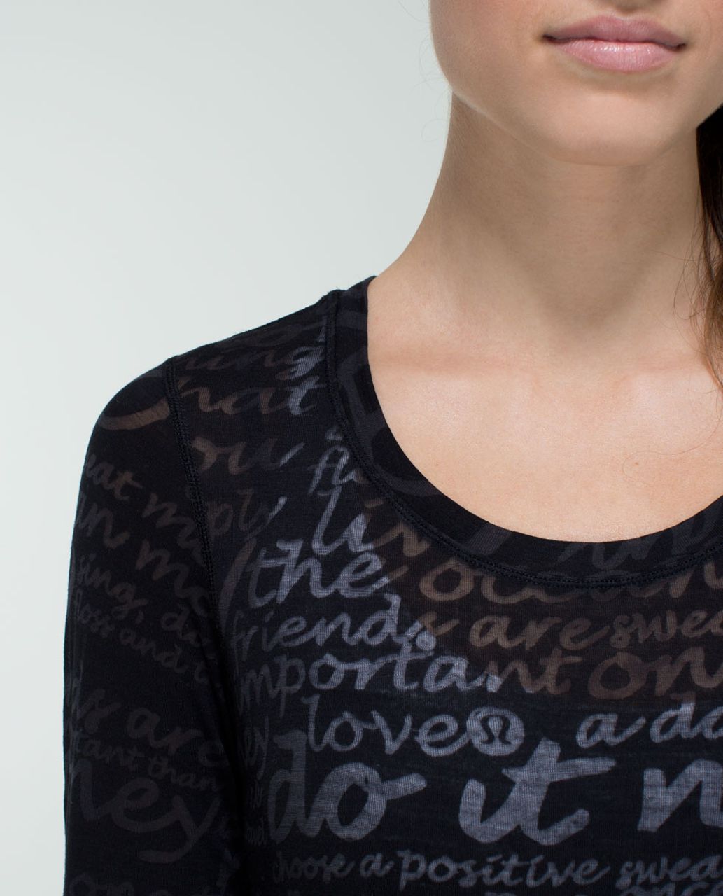 Lululemon Daily Practice Long Sleeve (First Release) - See Love Manifesto Burnout Black