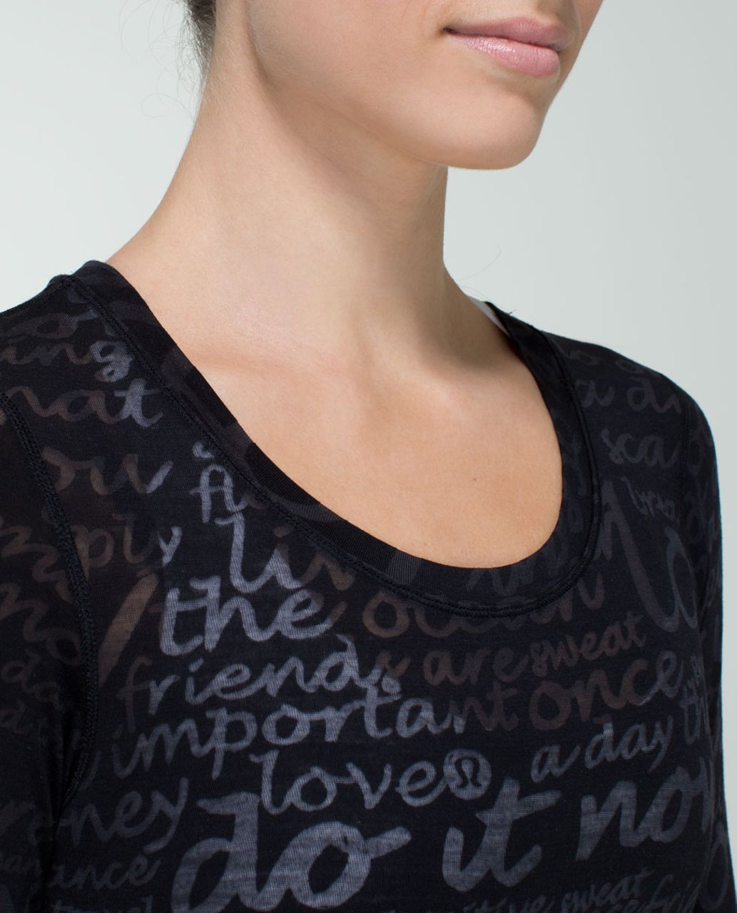 Lululemon Daily Practice Long Sleeve (First Release) - See Love Manifesto Burnout Black