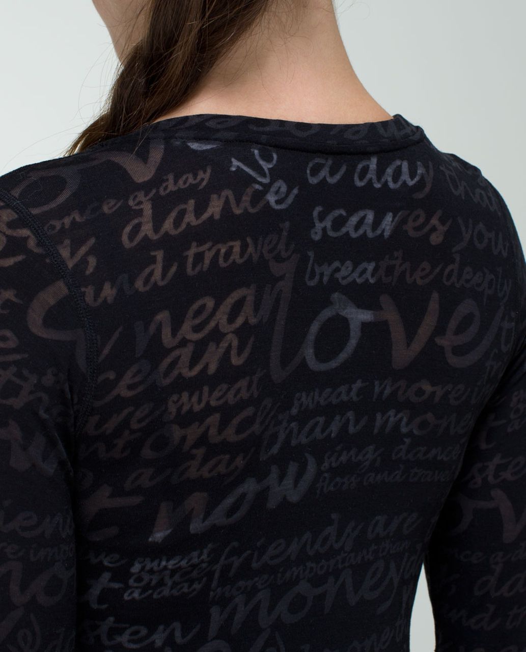 Lululemon Daily Practice Long Sleeve (First Release) - See Love Manifesto Burnout Black