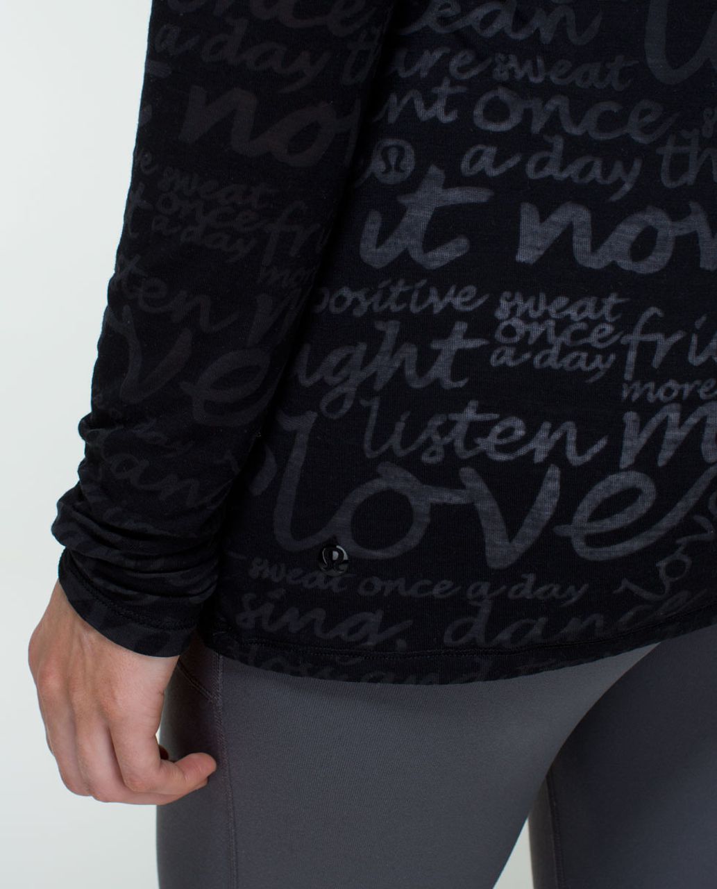 Lululemon Daily Practice Long Sleeve (First Release) - See Love Manifesto Burnout Black