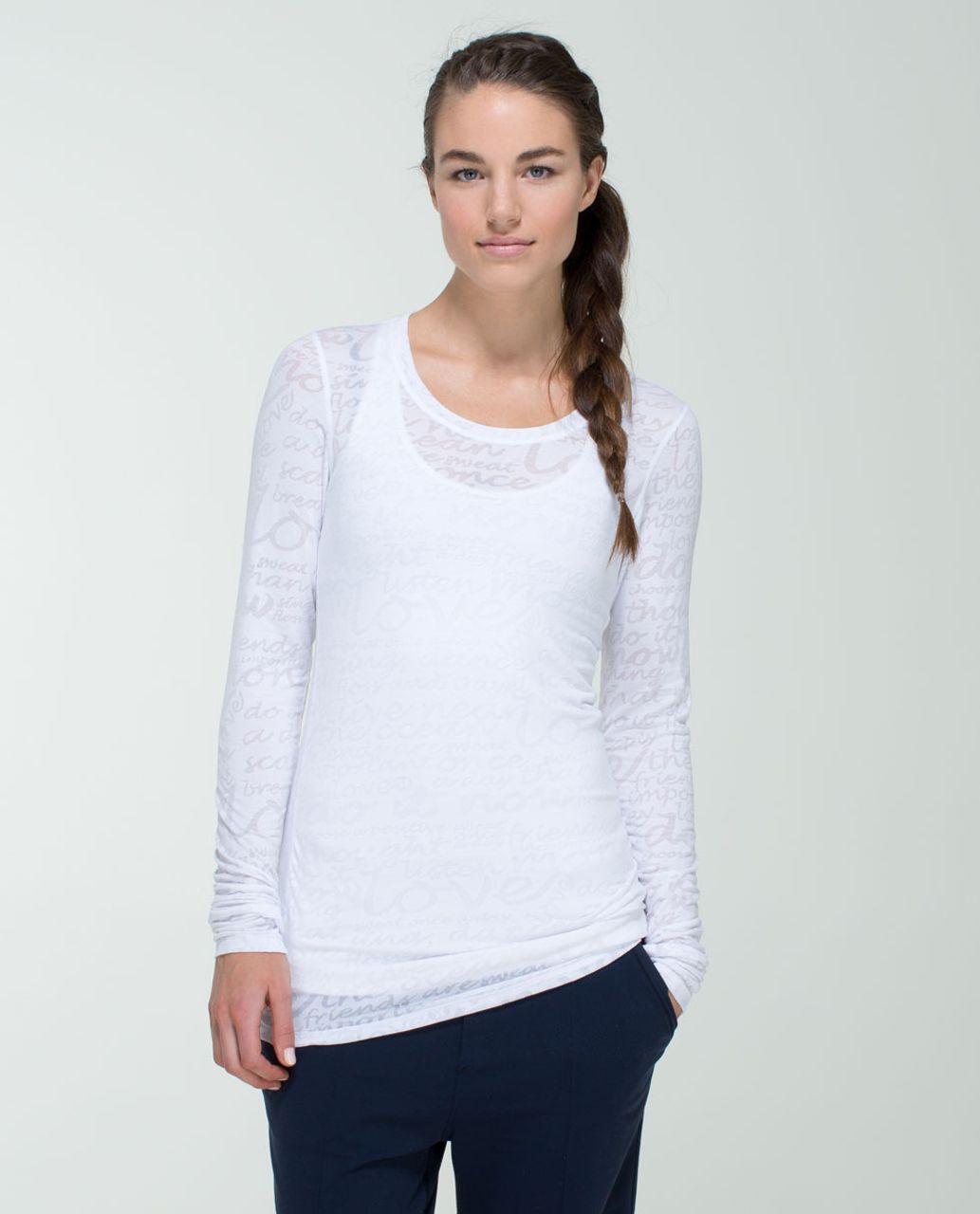 Lululemon Daily Practice Long Sleeve - See Love Manifesto Burnout White