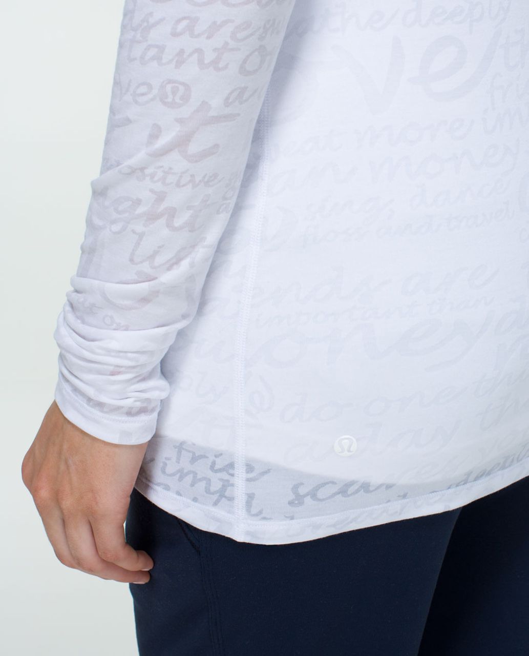 Lululemon Daily Practice Long Sleeve - See Love Manifesto Burnout White