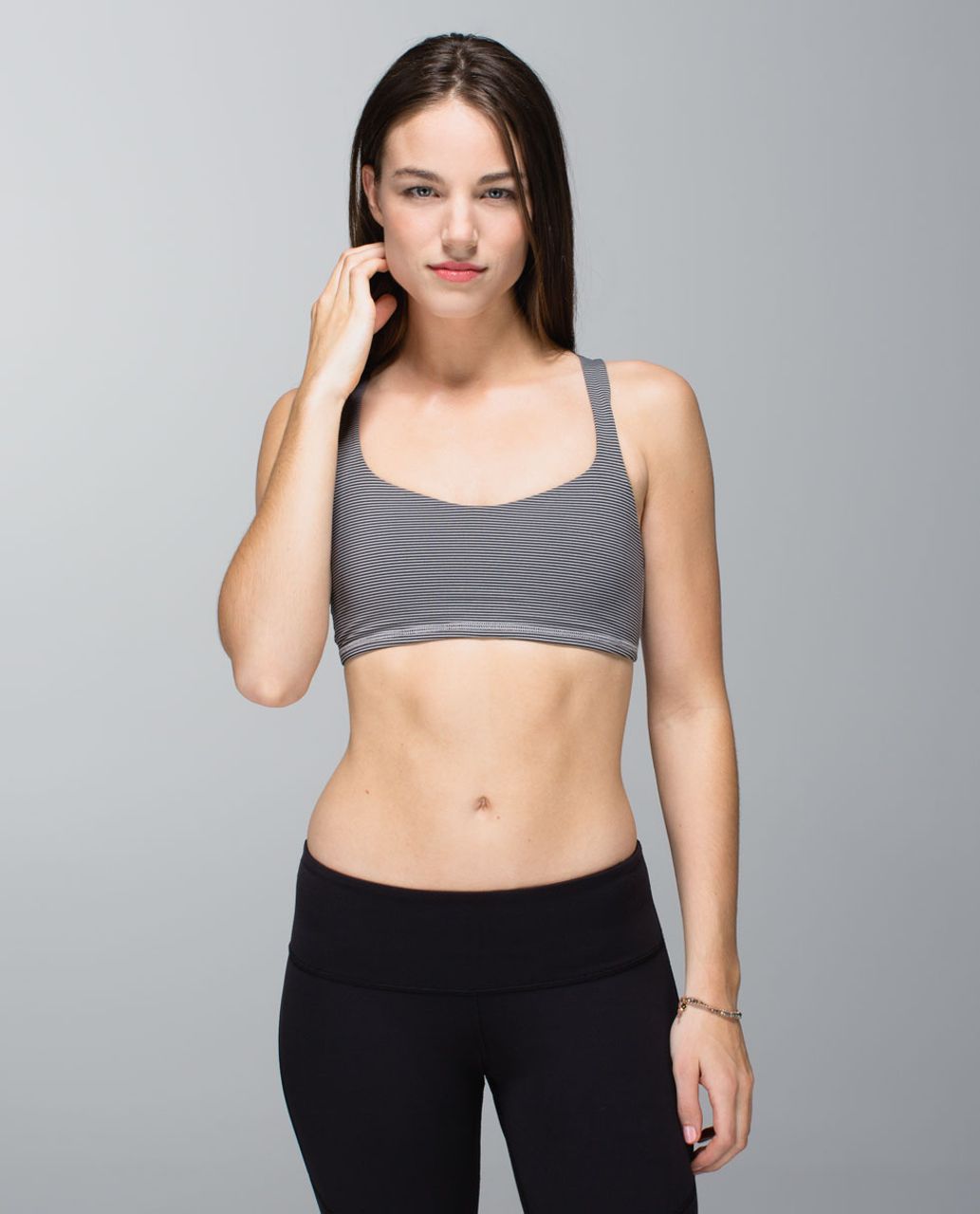 Lululemon Free To Be Bra - Tonka Stripe Black Heathered Medium Grey / Black