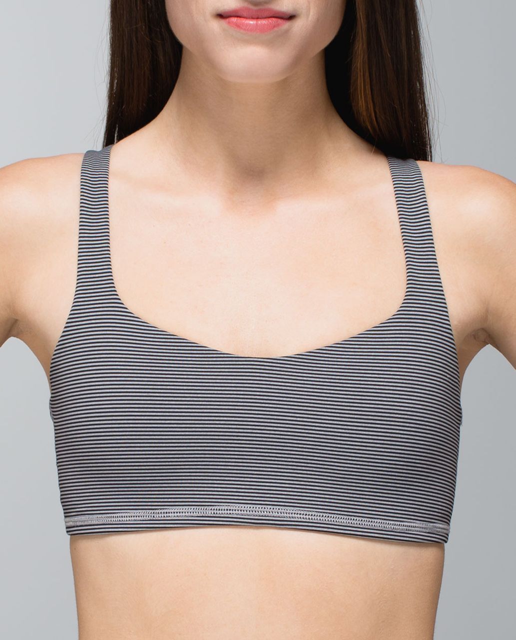 Lululemon Free To Be Bra - Tonka Stripe Black Heathered Medium Grey / Black