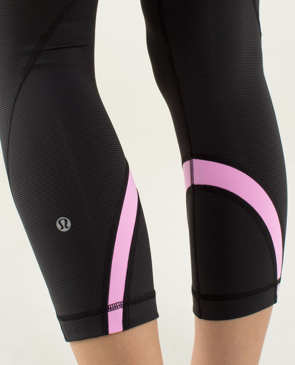 Lululemon Run:  Inspire Crop II *ALLUX - Wee Stripe Black / Vintage Pink / Pow Pink Light