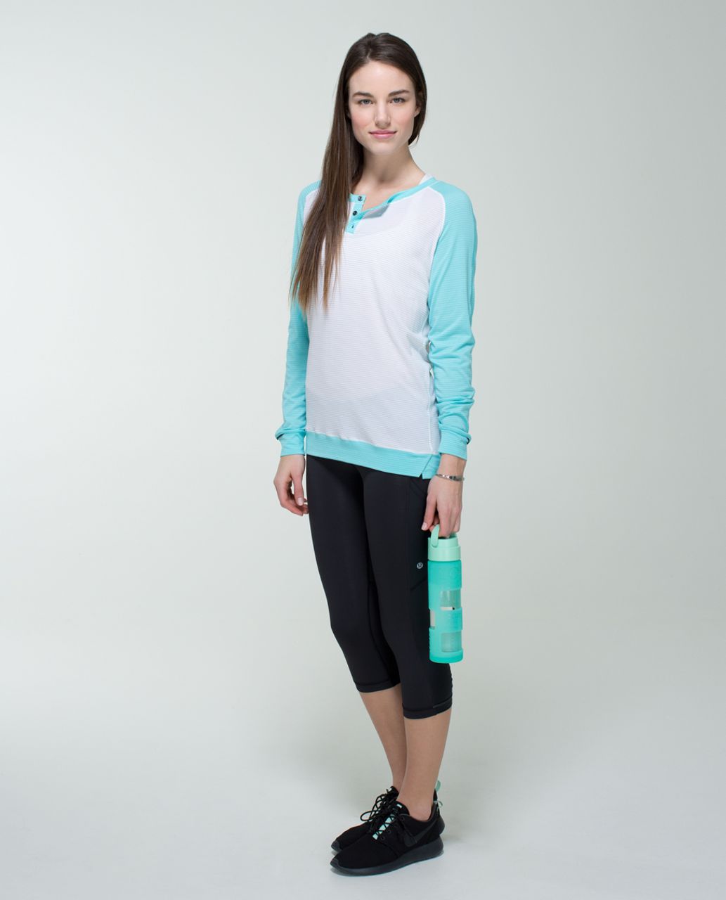 Lululemon Runamuck Long Sleeve - White / Heathered Angel Blue