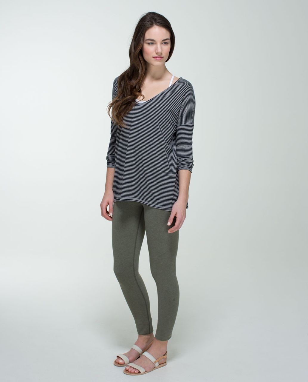 Lululemon Wunder Under Pant (Roll Down) *Cotton - Heathered Fatigue Green