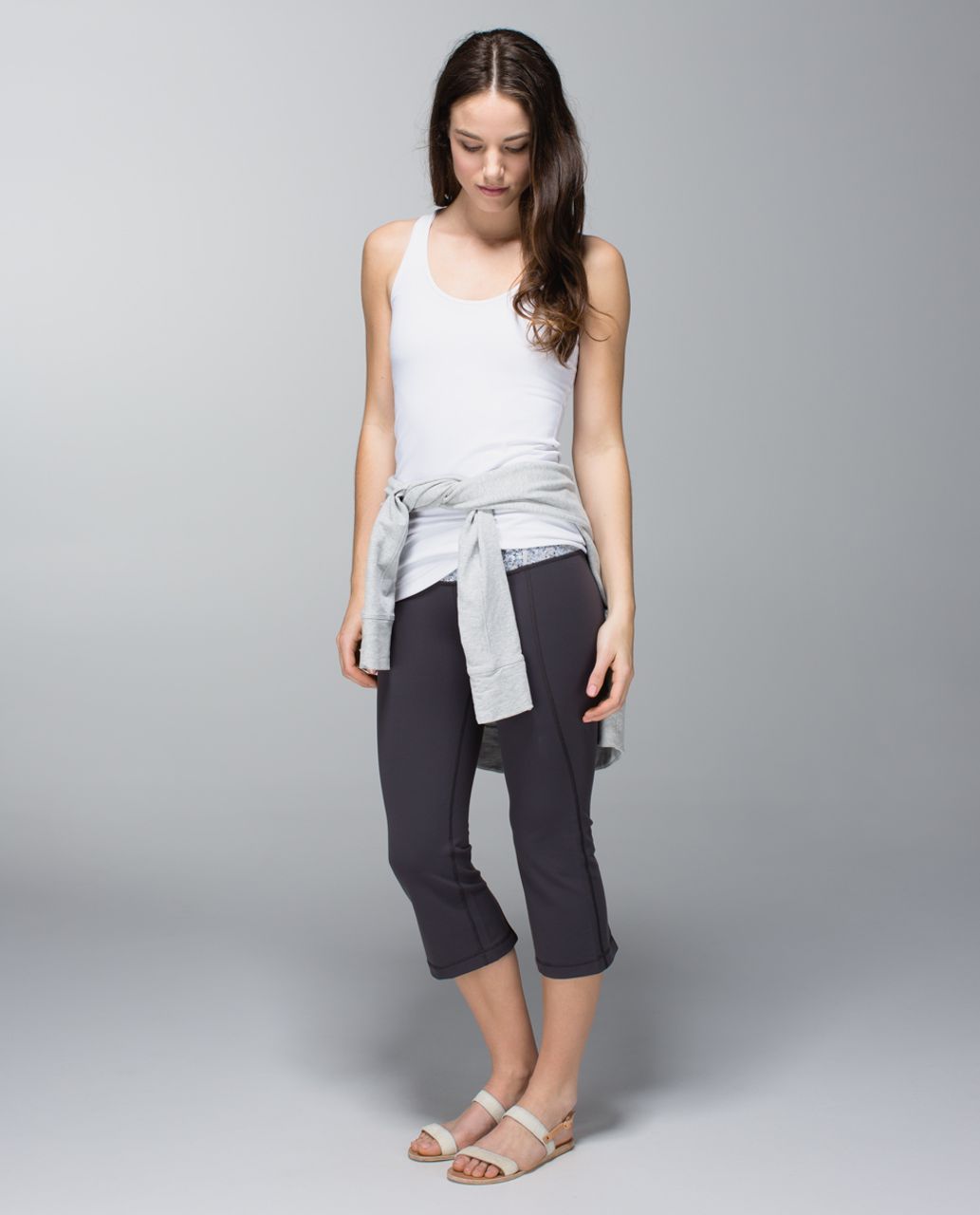 Lululemon Gather & Crow Crop *Full-On Luon - Soot / Petite Fleur Silver Spoon