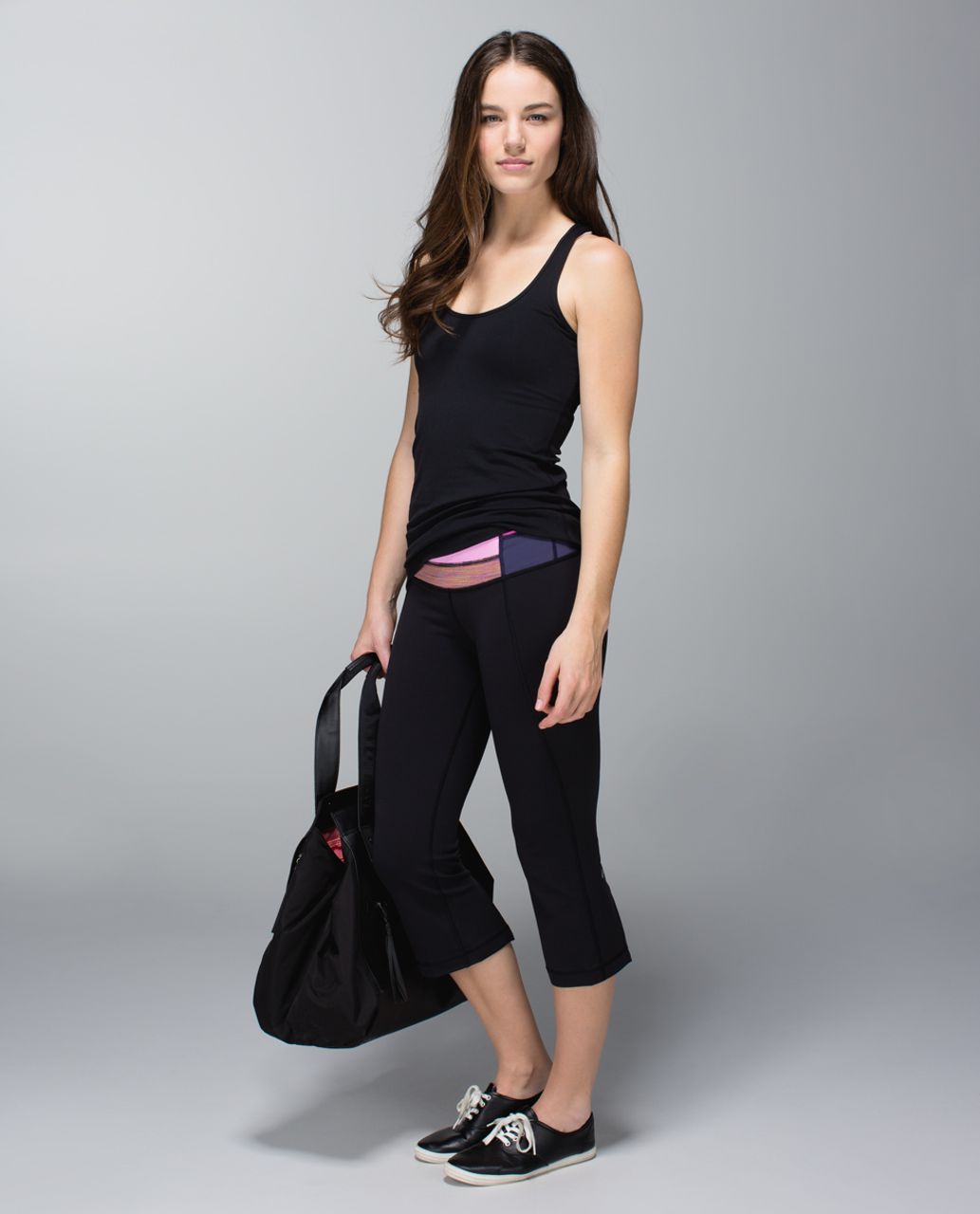 Lululemon Gather & Crow Crop *Full-On Luon - Black / Quilt Spring 14-11