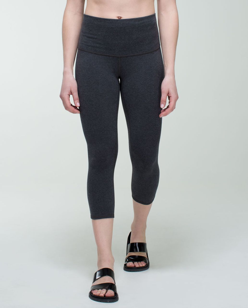 Lululemon Wunder Under Crop (Roll Down) *Cotton - Heathered Black