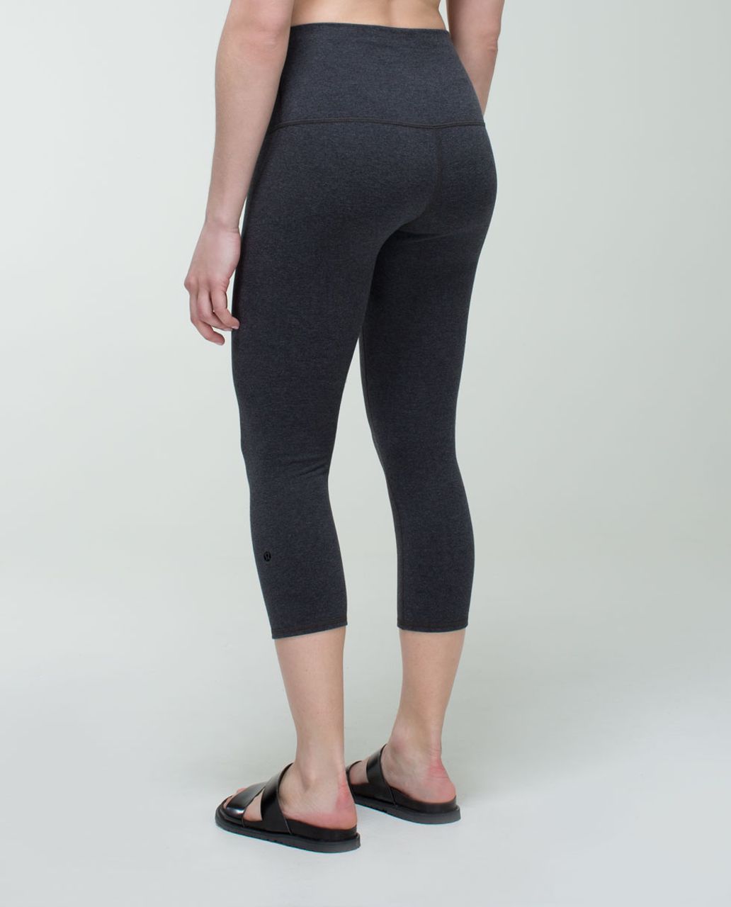 Lululemon Wunder Under Crop (Roll Down) *Cotton - Heathered Black