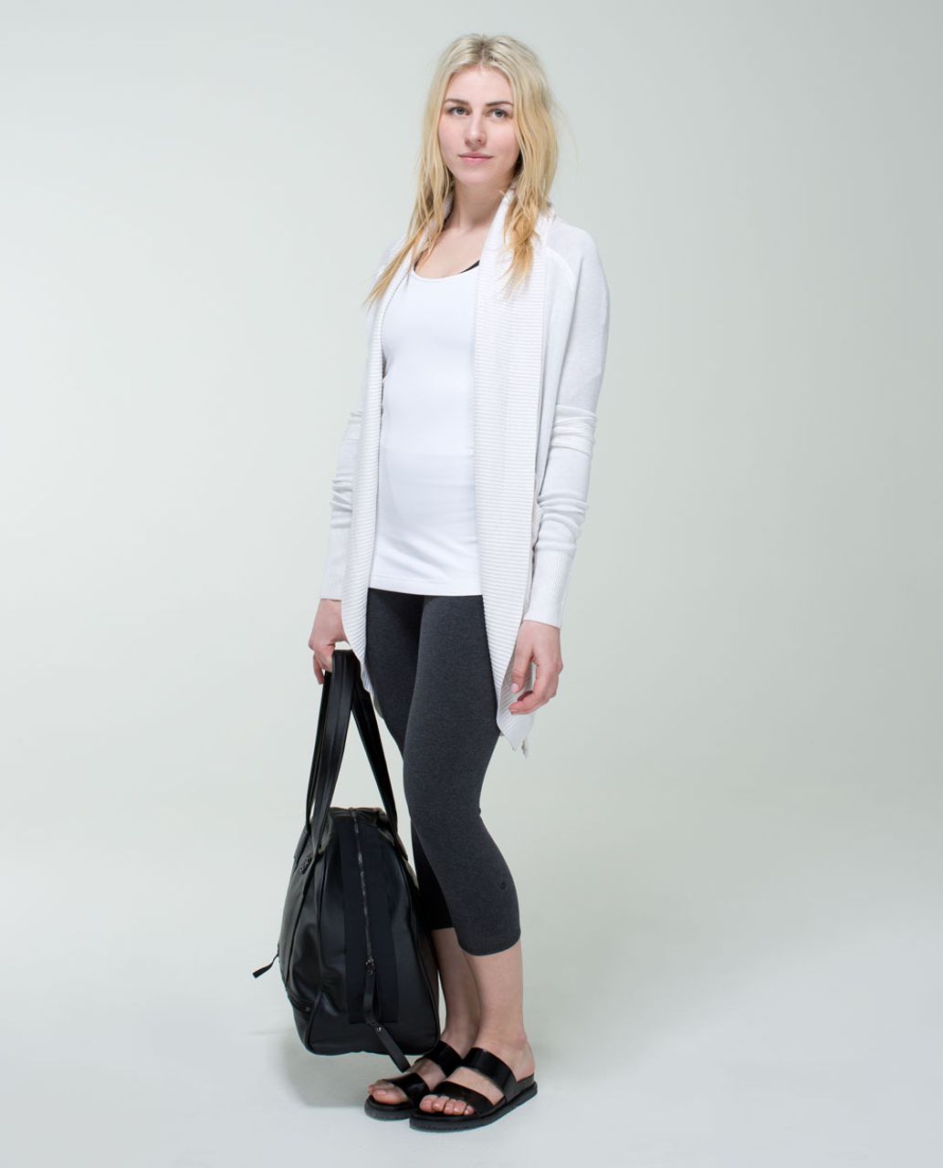 Lululemon Wunder Under Crop (Roll Down) *Cotton - Heathered Black