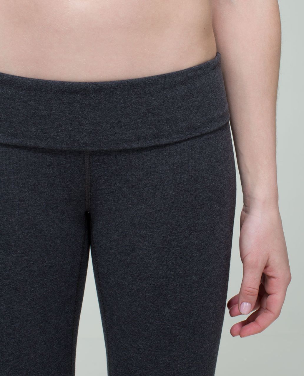 Lululemon Wunder Under Crop (Roll Down) *Cotton - Heathered Black