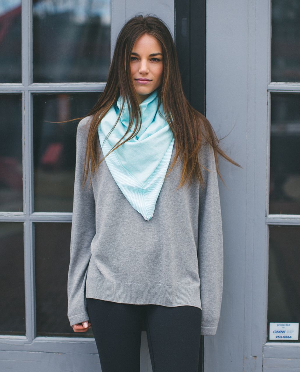 Lululemon Throw Me Over Scarf - Heathered Angel Blue / Tonka Stripe Printed Angel Blue White