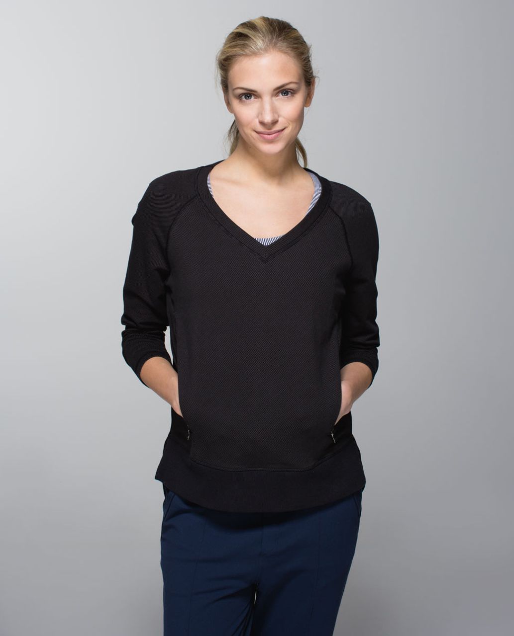 Lululemon After Asana Pullover - Telemark Print Black / Black