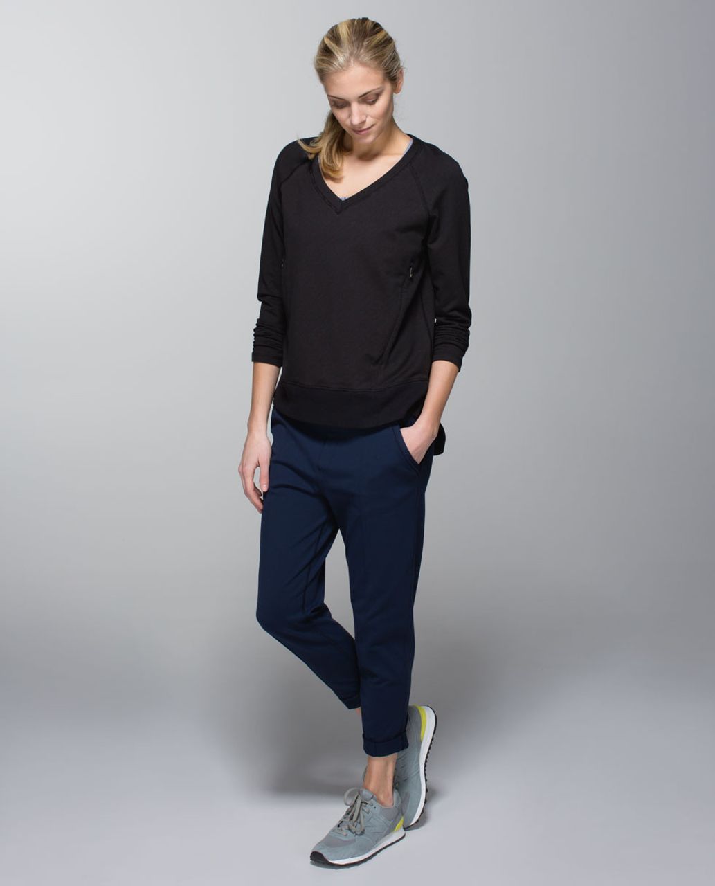 Lululemon After Asana Pullover - Telemark Print Black / Black