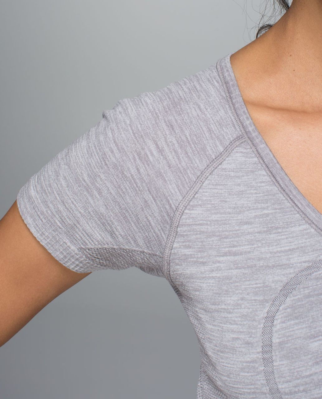 Lululemon Run:  Swiftly Tech V Neck - Heathered Medium Grey