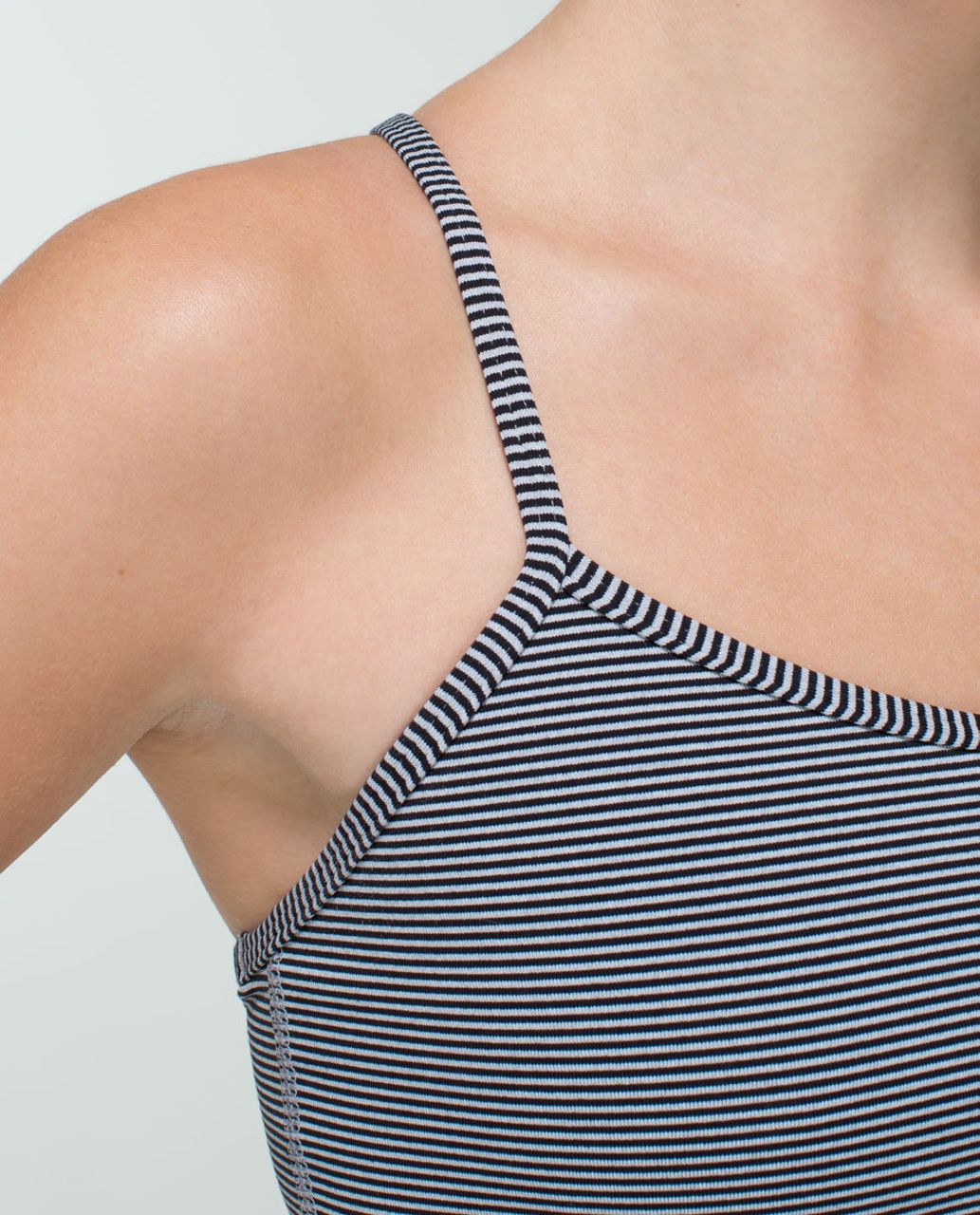 Lululemon Power Y Tank *Luon - Tonka Stripe Black Heathered Medium Grey