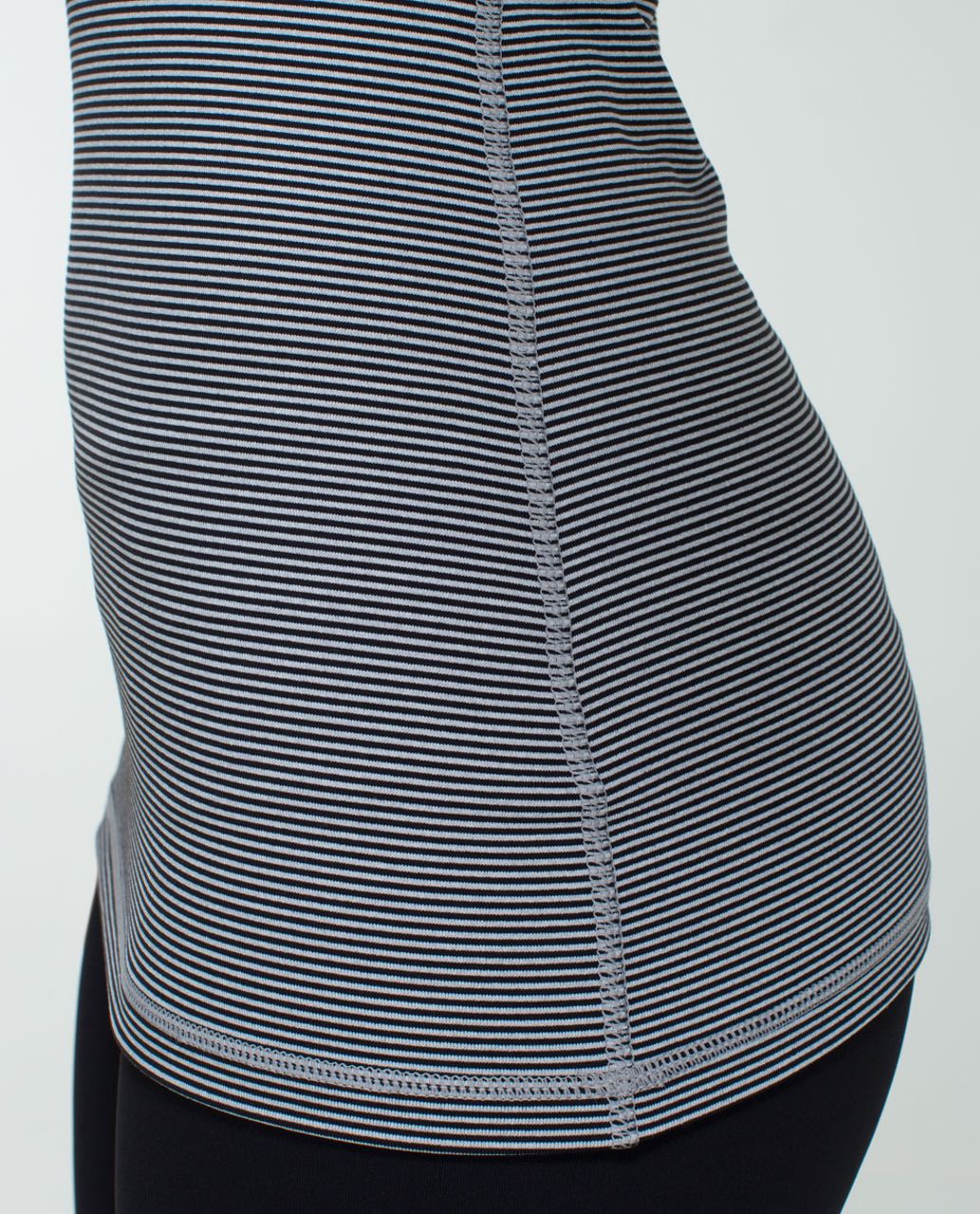 Lululemon Power Y Tank *Luon - Tonka Stripe Black Heathered Medium Grey