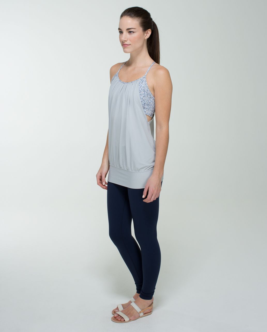 Lululemon No Limits Tank - Silver Spoon / Petite Fleur Silver Spoon