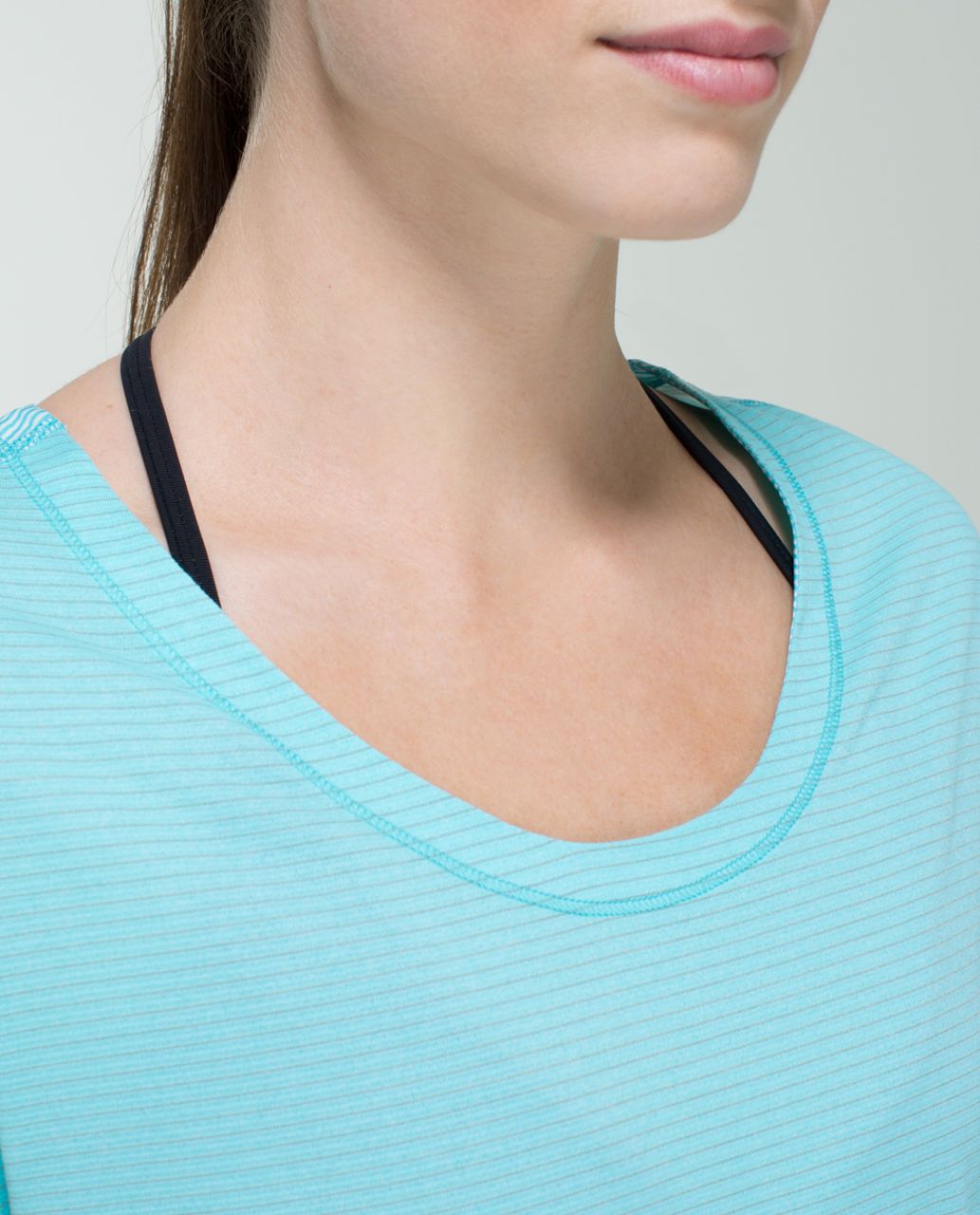 Lululemon Runamuck Tee - Heathered Angel Blue / Tonka Stripe Printed Angel Blue White