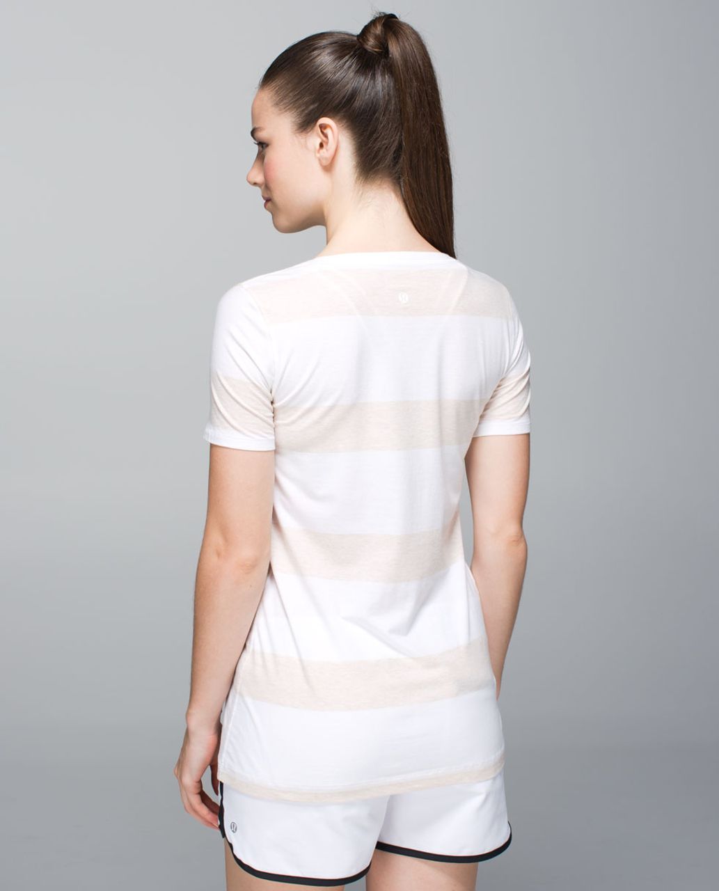 Lululemon Every Yogi Tee - Stroll Stripe Heathered Cashew White / White