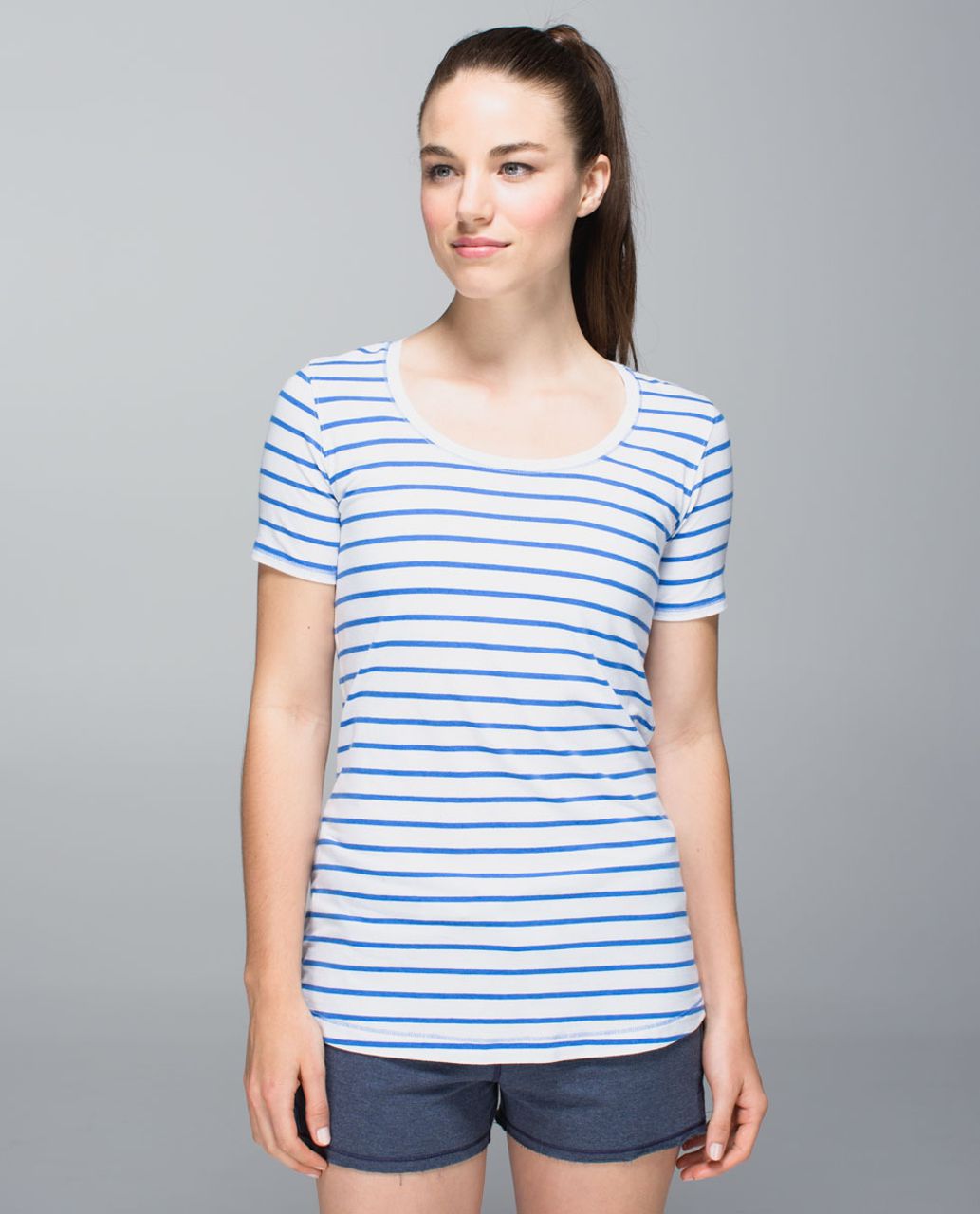 Lululemon Every Yogi Tee - Deauville Stripe Pipe Dream Blue White