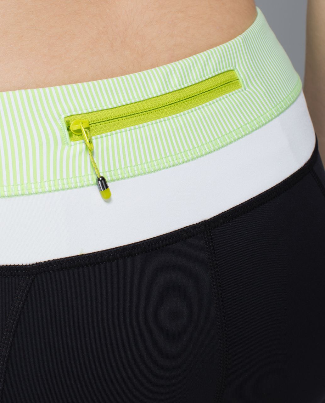 Lululemon Run:  Inspire Crop II - Black / Tonka Stripe Clear Mint White / White