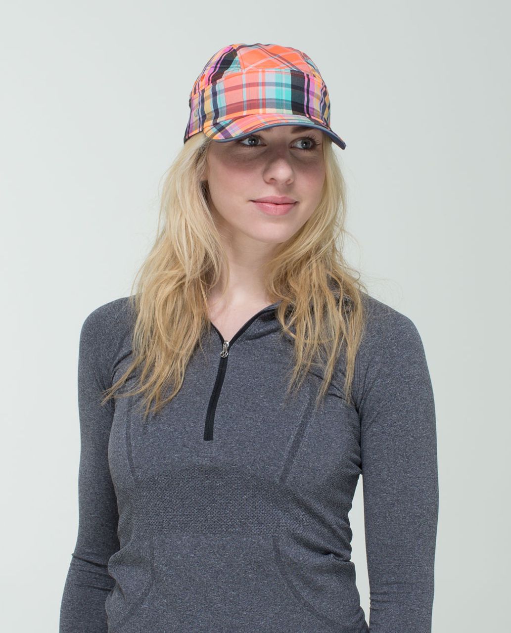 Lululemon Faster Than The Wind Run Hat - Rad Plaid Very Light Flare Reflective / Cadet Blue