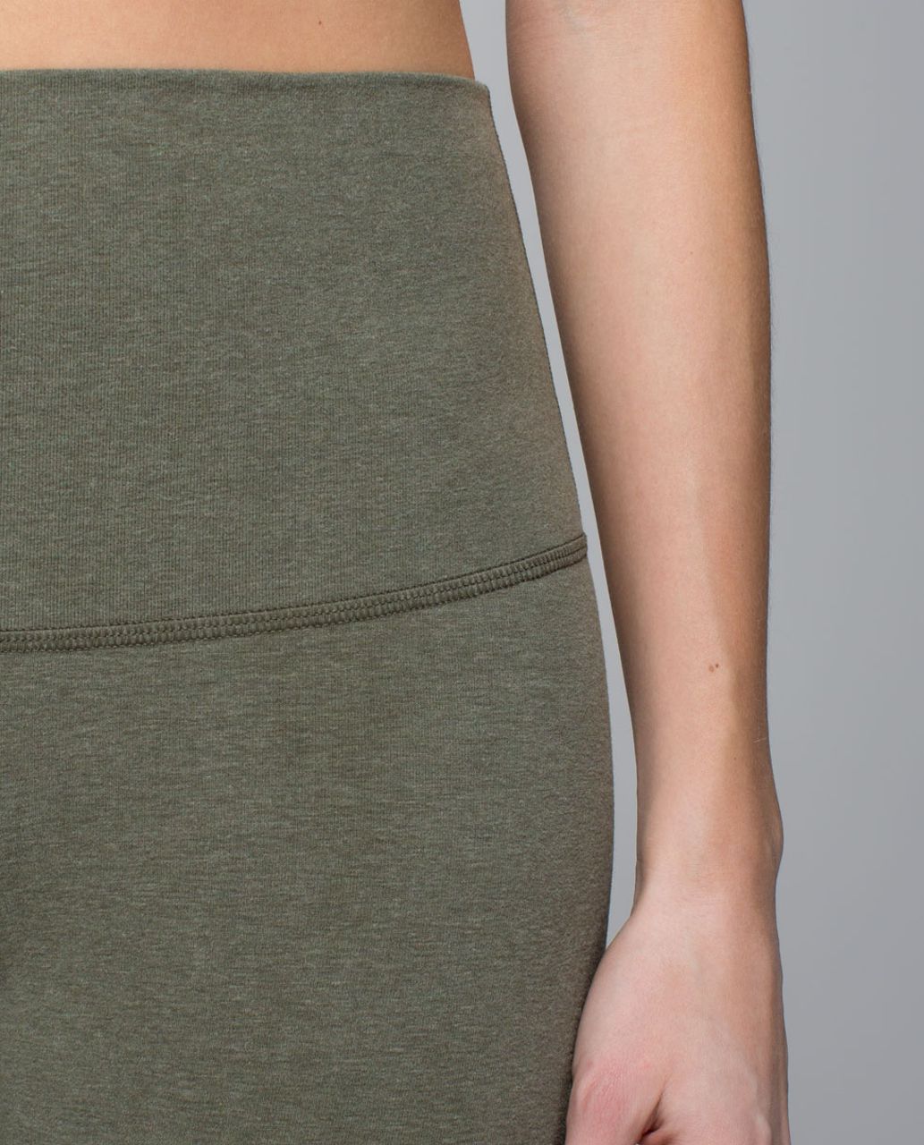 Lululemon Wunder Under Crop (Roll Down) *Cotton - Heathered Fatigue Green