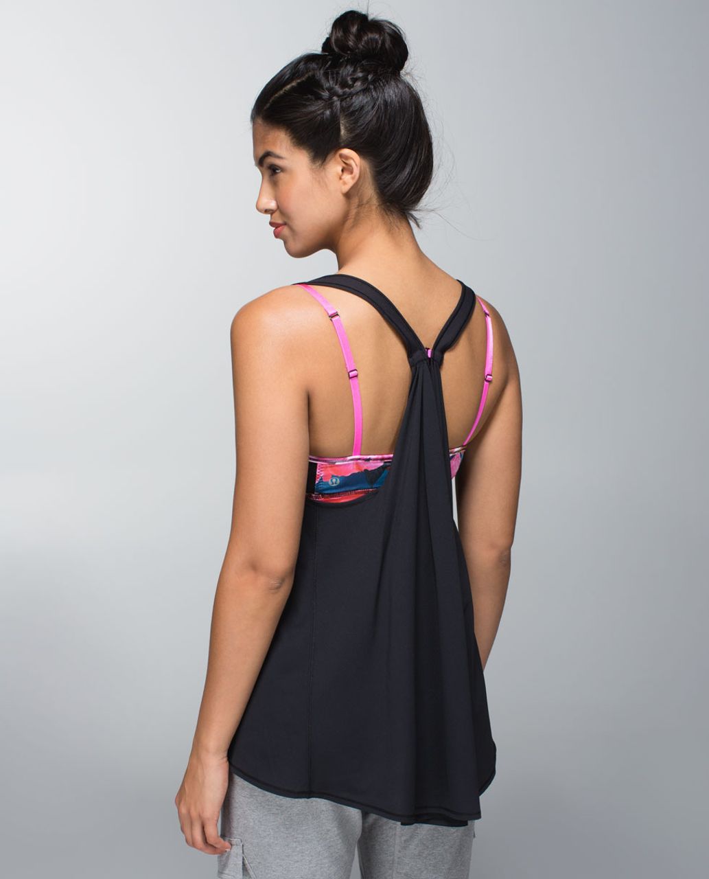 Lululemon Breathe & Flow Tank - Black / Secret Garden Pow Pink Light