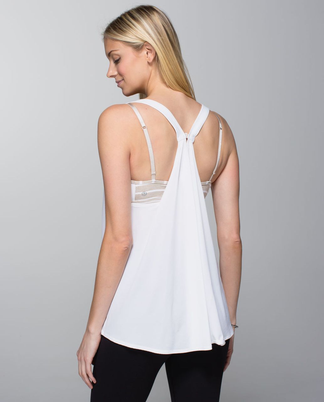 Lululemon Breathe & Flow Tank - White / Deauville Stripe Heathered Cashew White