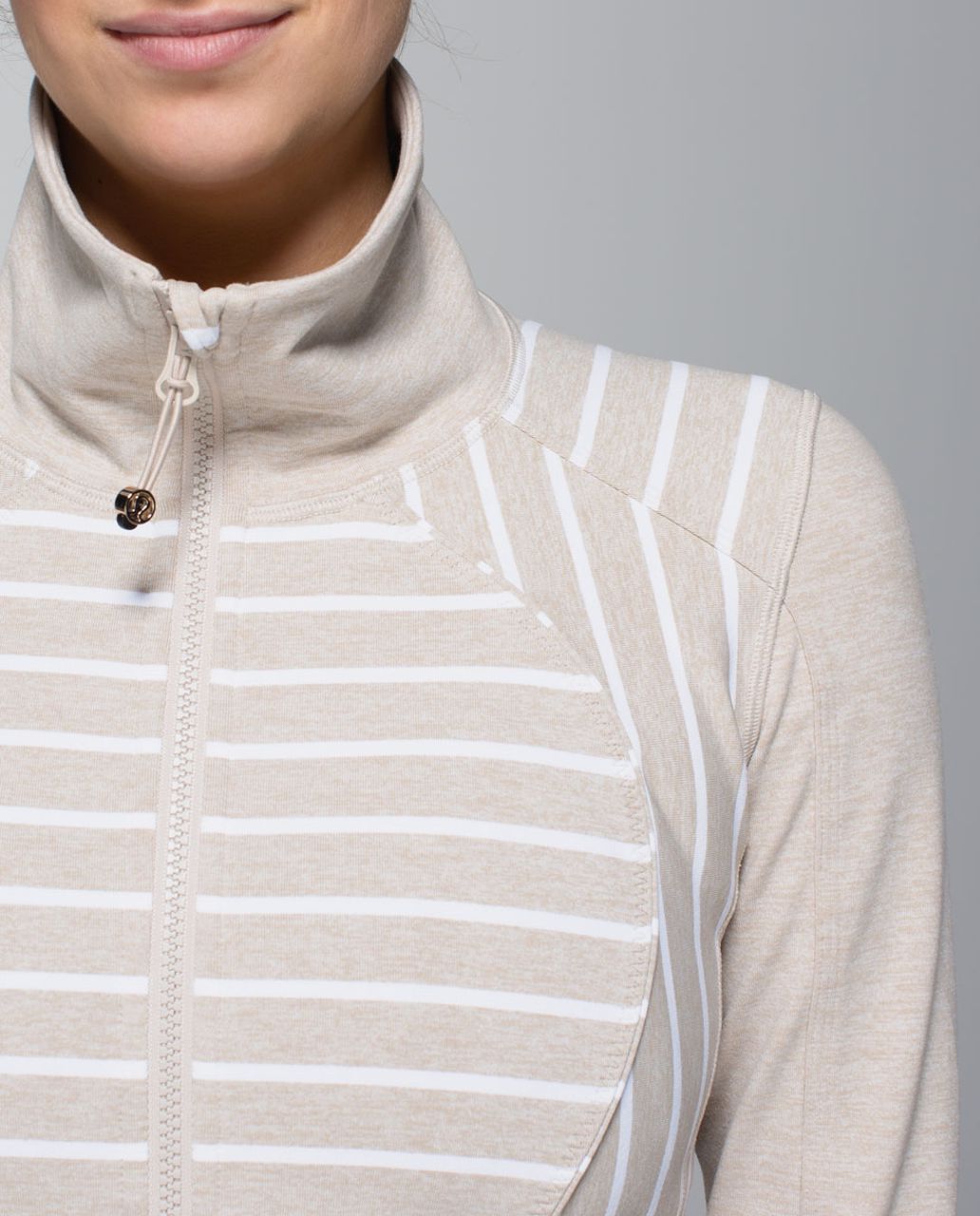 Lululemon Nice Asana Jacket - Deauville Stripe Heathered Cashew White / Heathered Cashew