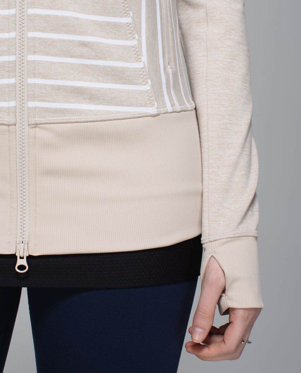 Lululemon Nice Asana Jacket - Deauville Stripe Heathered Cashew White / Heathered Cashew